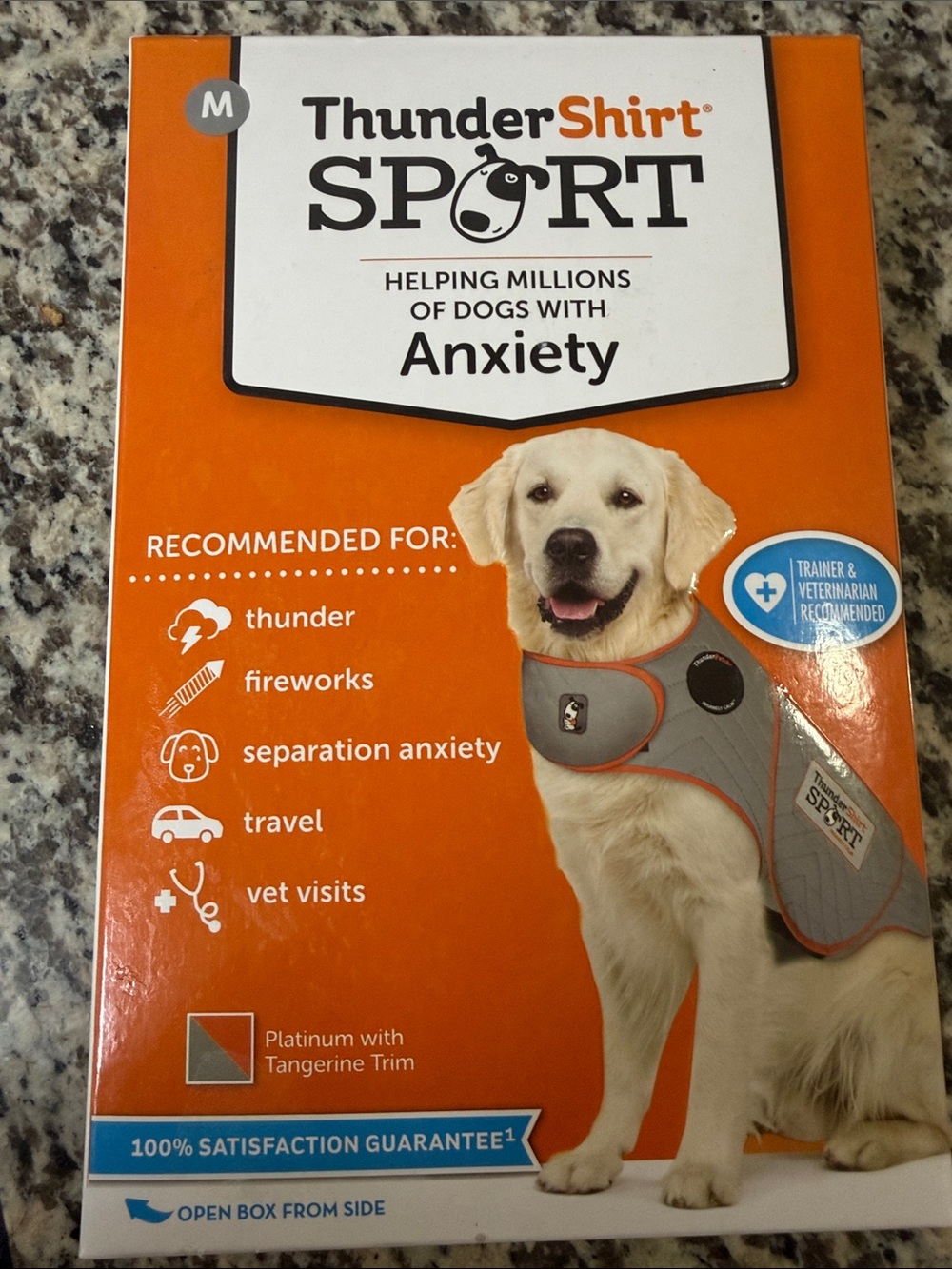 Thundershirt Sport Anxiety Wrap in Platinum with Tangerine Trim Sz Medium